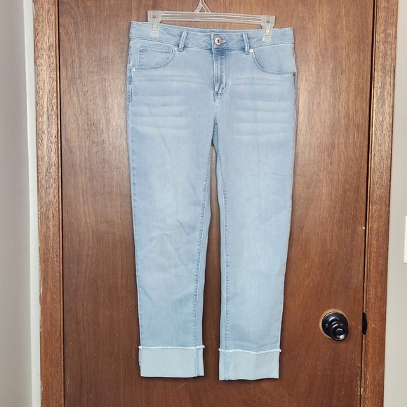 J. Jill Oxford Wash Woman’s Authentic Fit Crop Denim Pants with Fringe Size 4 - Picture 3 of 7